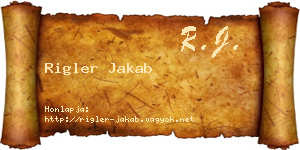 Rigler Jakab névjegykártya